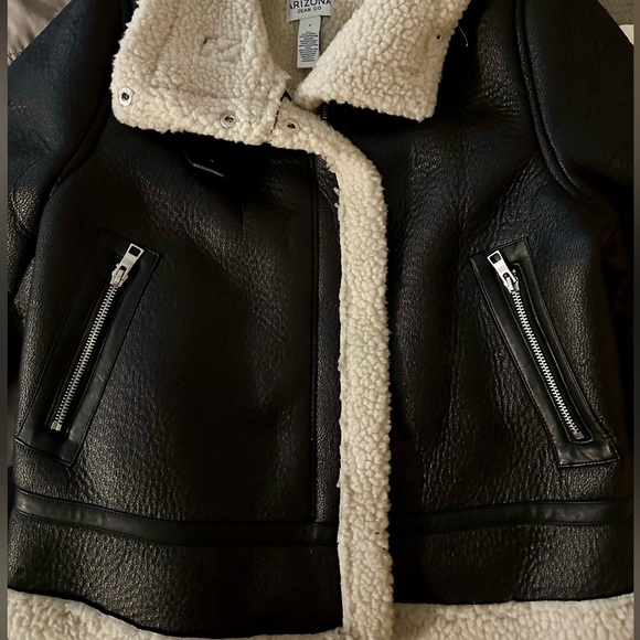 NWOT Women's Arizona Jean Company Faux Leather Sherpa Jacket - Picture 1 of 10